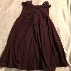 Maroon lace halter top tank